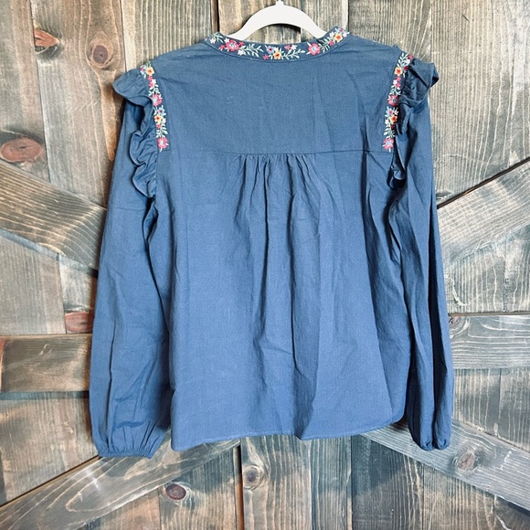 Savanna Jane Blue Floral Embroidered Blouse - Picture 5 of 9